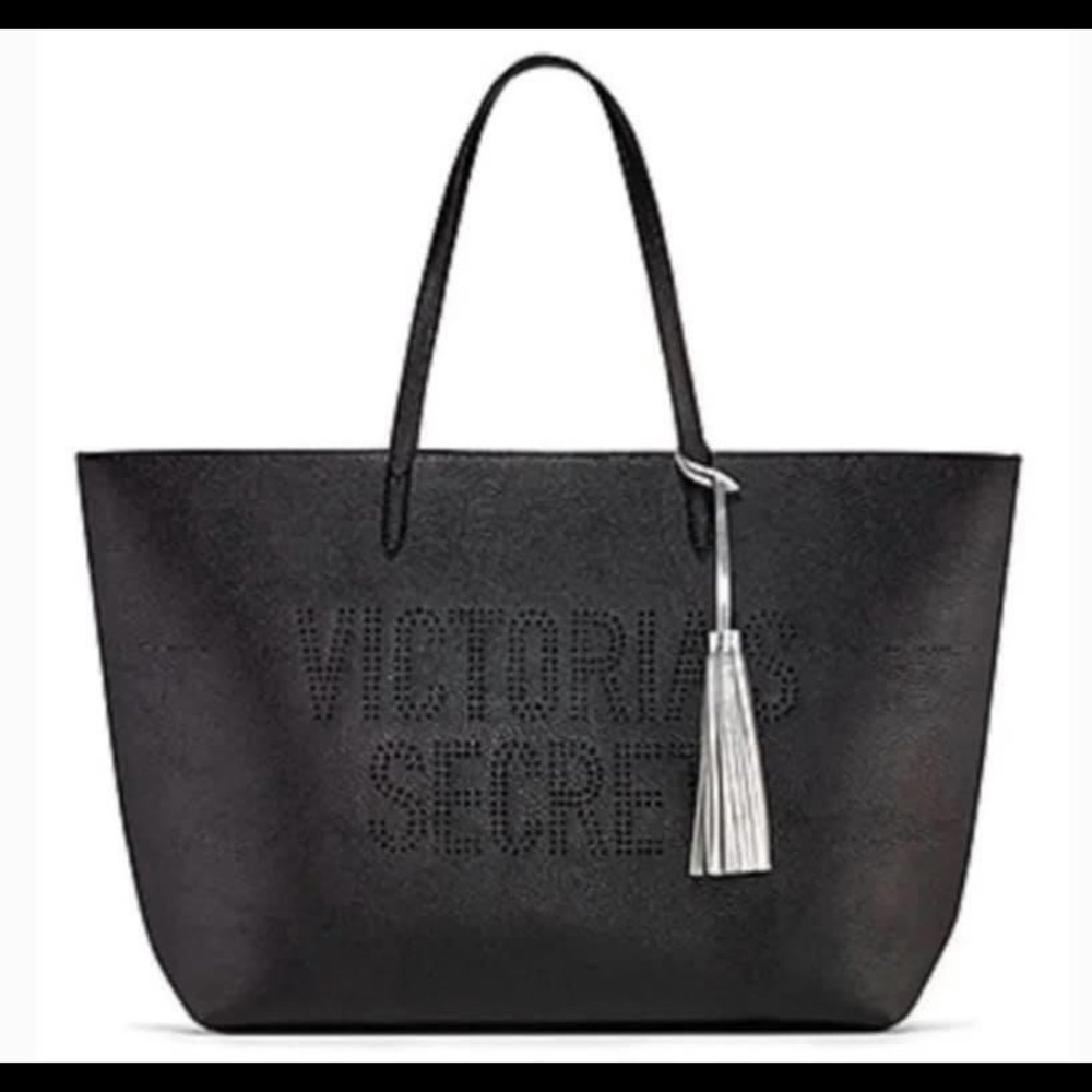 VICTORIA'S SECRET Laser-Cut Logo Black Tote Bag